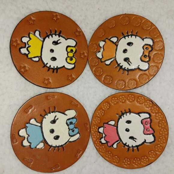 Leather Coasters - 3-1/2" round - Picture 1 of 3